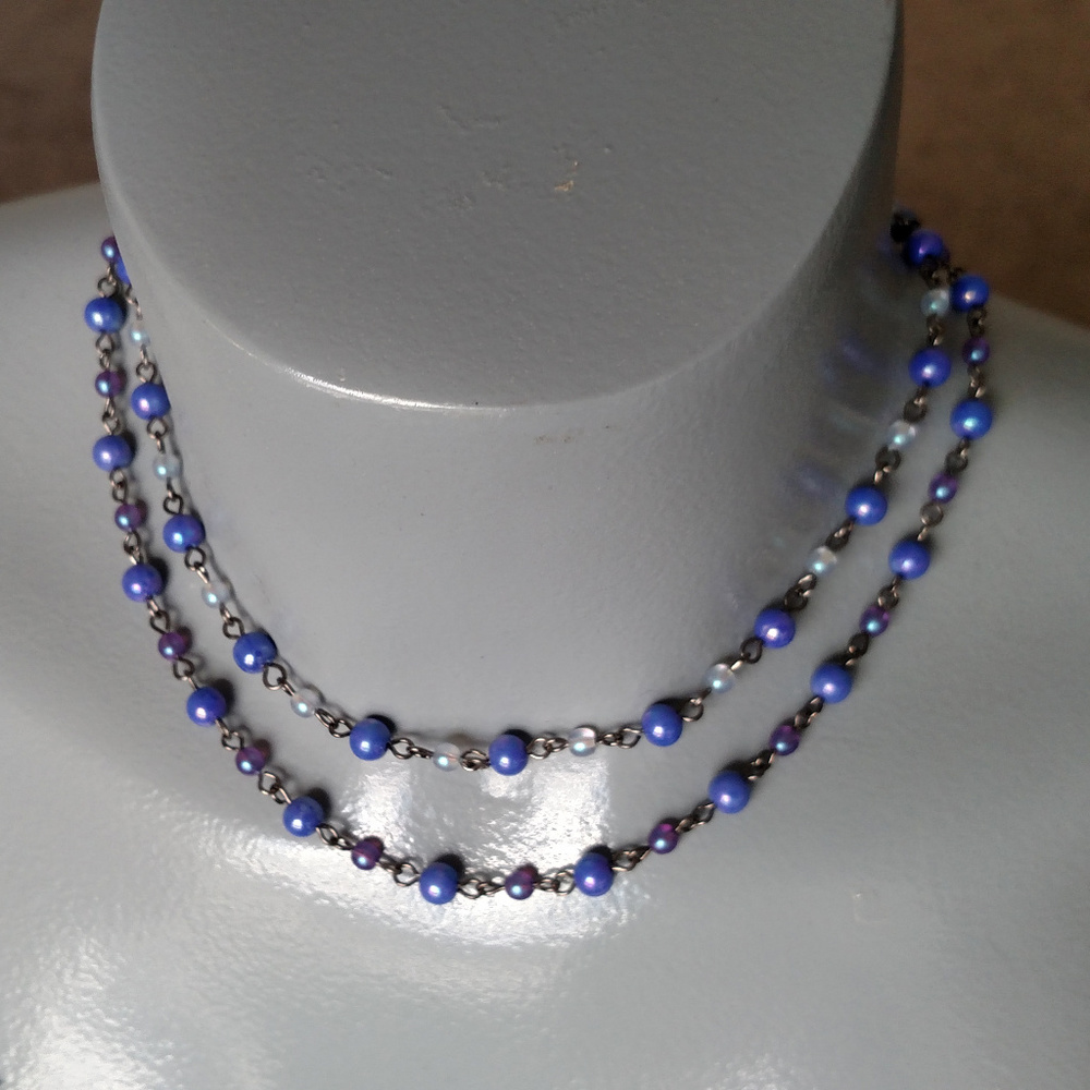 Vintage glass pearls Czech double strand necklace